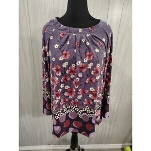 Women's Classic Elements Purple Floral Fairy Tops Size L Peasant Cottage Office